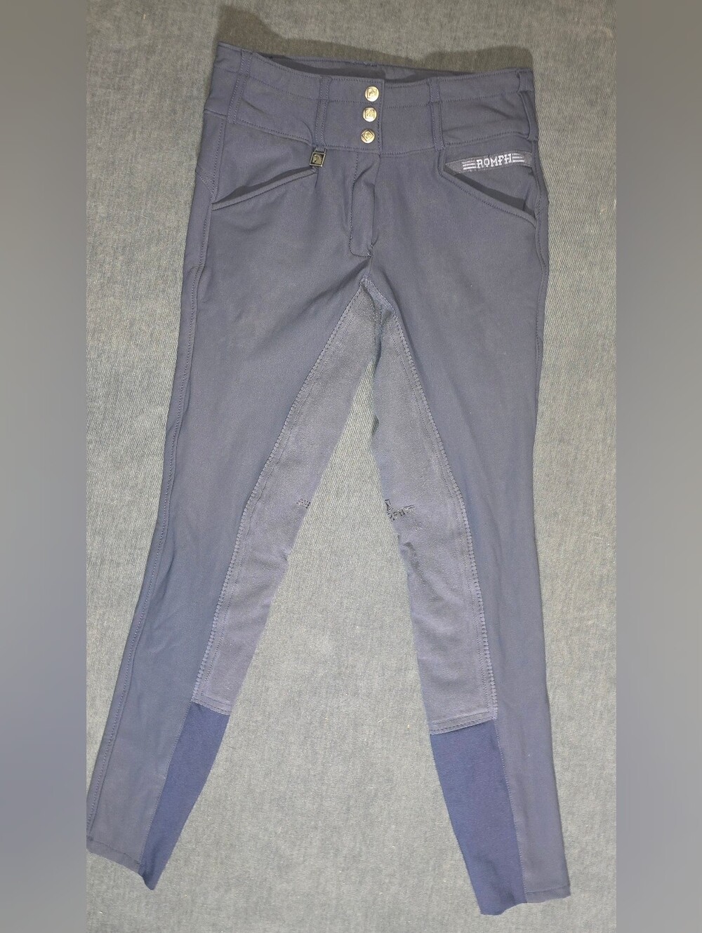 Romfh Suede Full Seat Equestrian Riding Breeches Blue Grey 26R